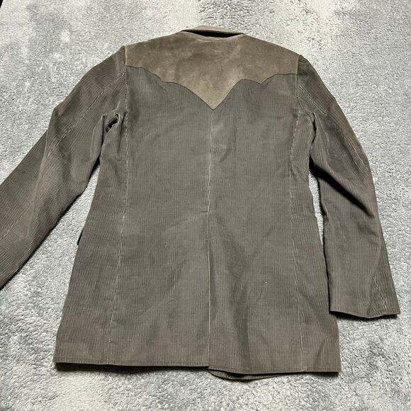 VTG Miller Stockman Western Blazer Mens 40 Long Gray Corduroy 2 Button Western - Picture 3 of 11